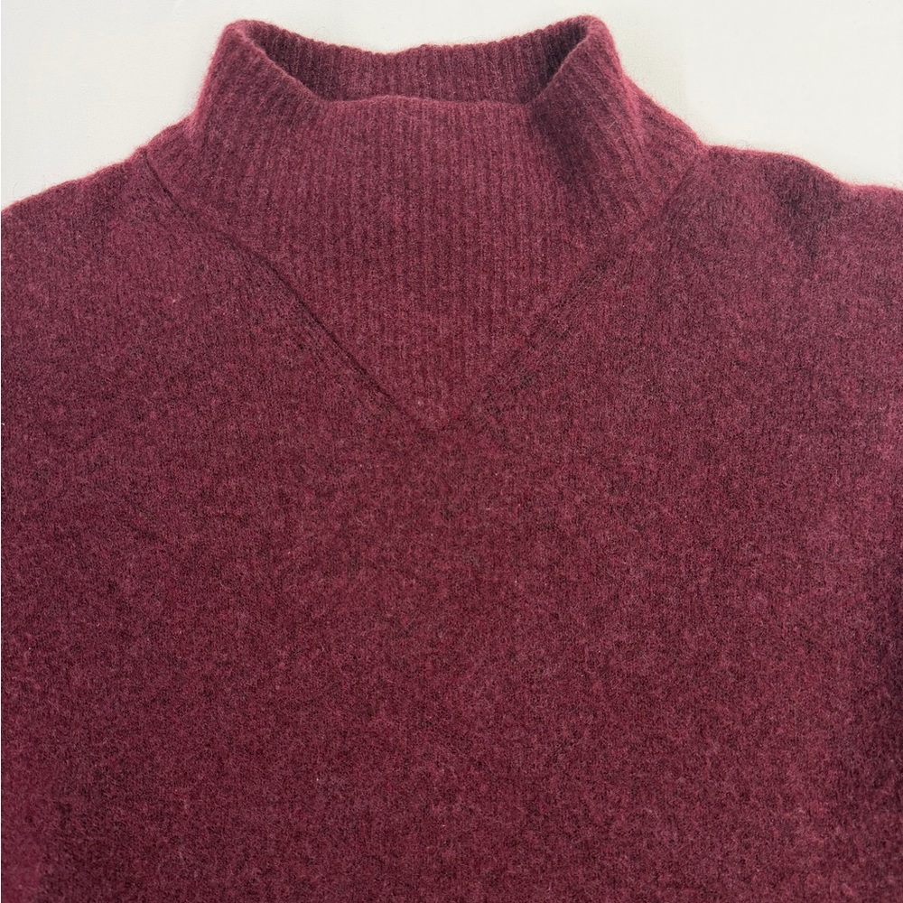 Everlane Cozy Stretch Pullover Burgundy Mock Neck Wool Blend Sweater Size Small - Picture 3 of 13